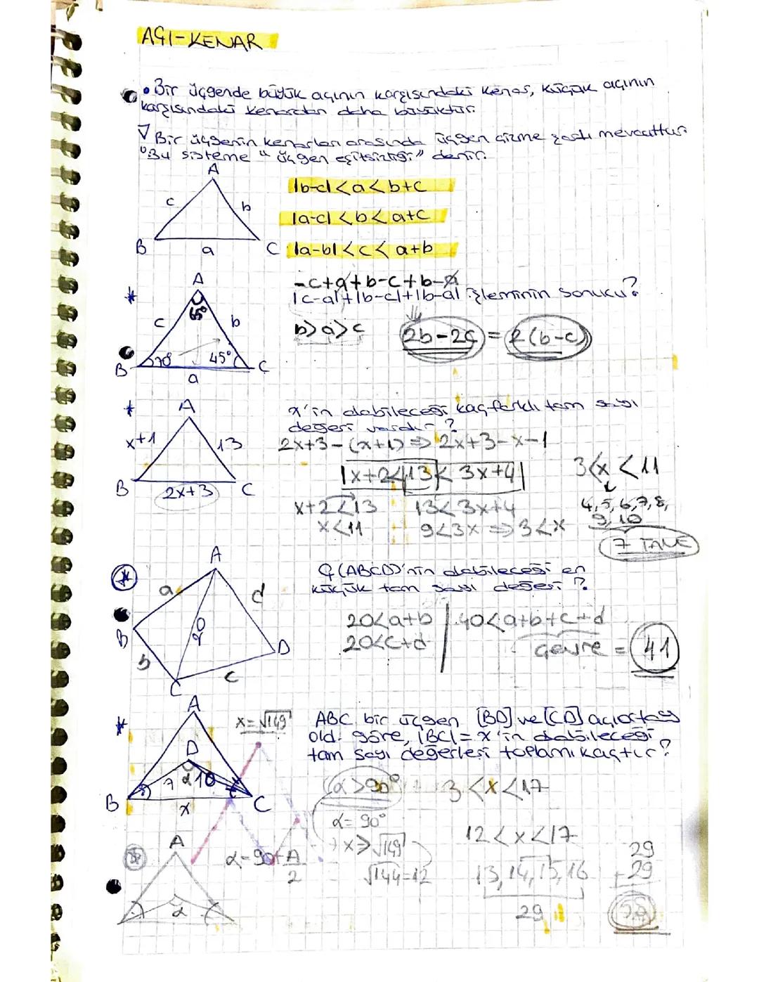 Açı Kenar Bağıntıları ve Üçgen Özellikleri 9. Sınıf - PDF ve Çıkmış Sorular