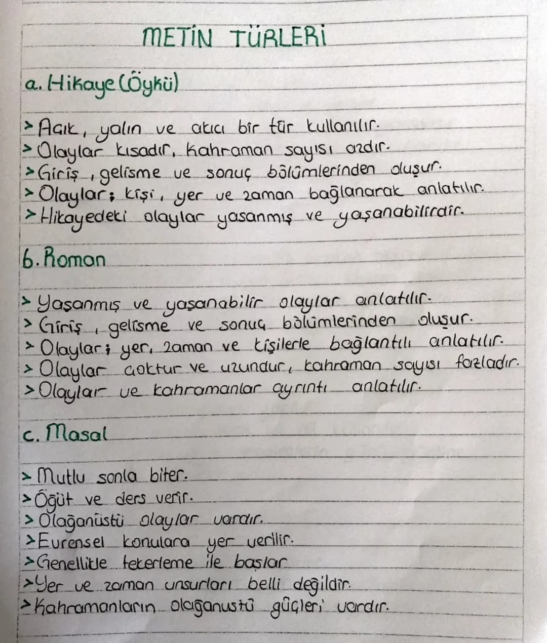 a.
METIN TÜRLERİ
Hikaye (Öykü)
> Aaik, yalın ve akıcı bir tür kullanılır.
Olaylar kısadır, kahraman sayısı azdır.
>
>
+
Giris gelisme ve son