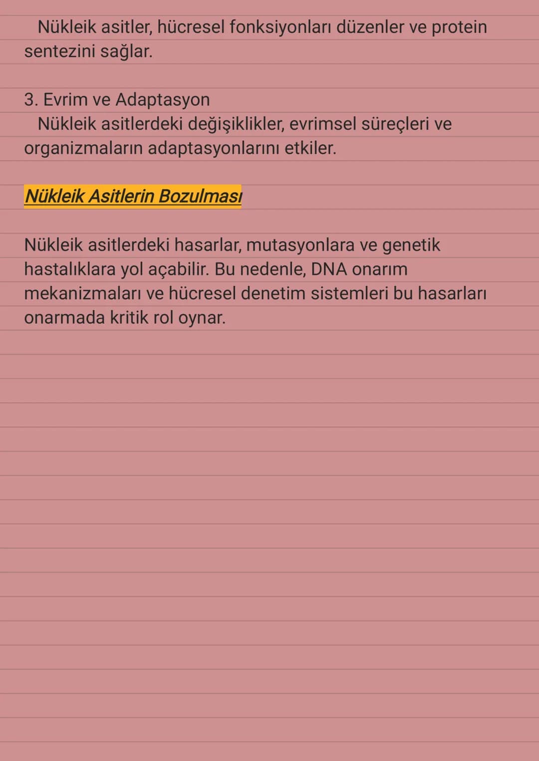 Nükleik Asitler
Nükleik asitler, genetik bilgiyi depolayan ve ileten organik
moleküllerdir. DNA ve RNA olmak üzere iki ana türü bulunur
ve t