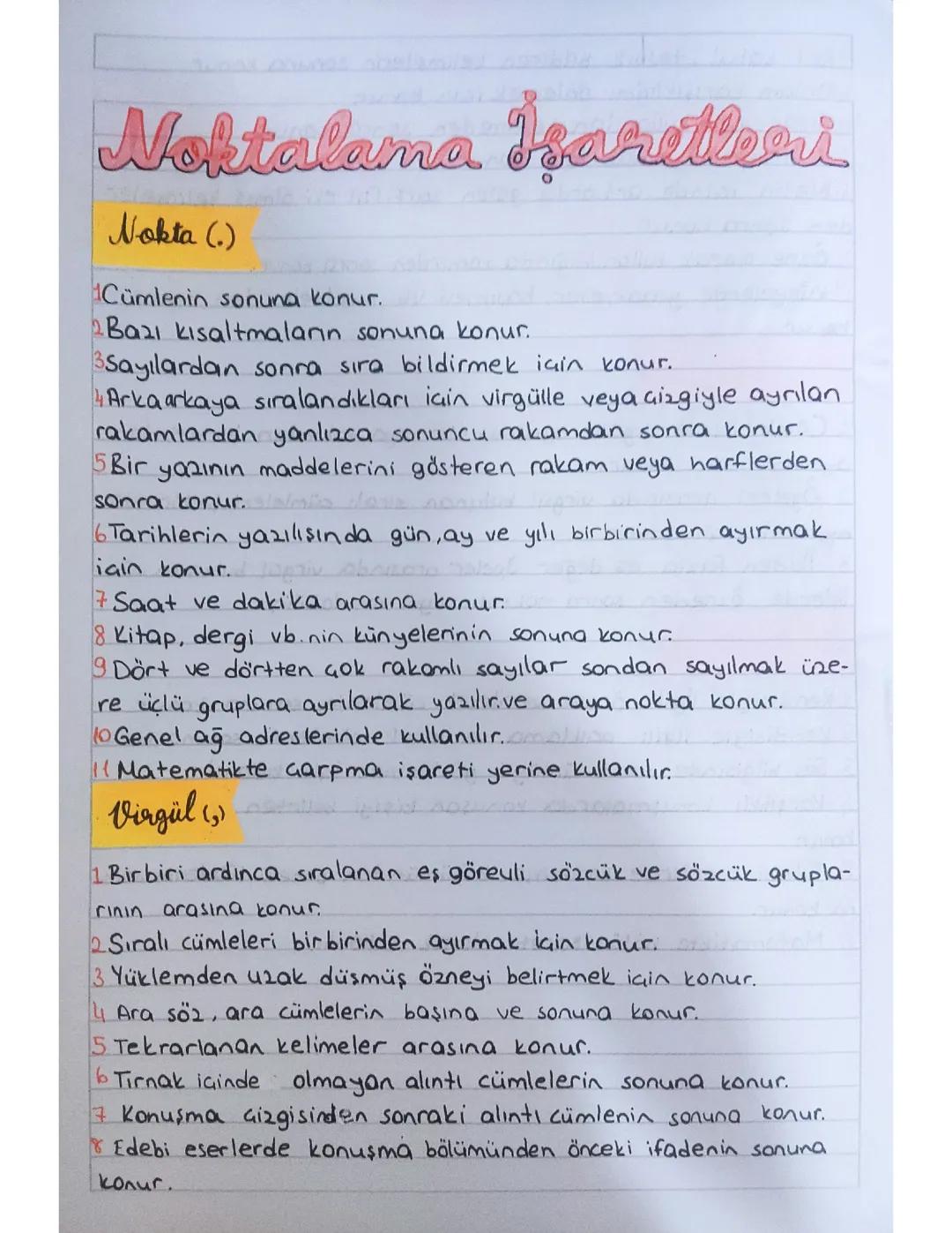 Noktalama İşaretleri ve Kullanım Örnekleri