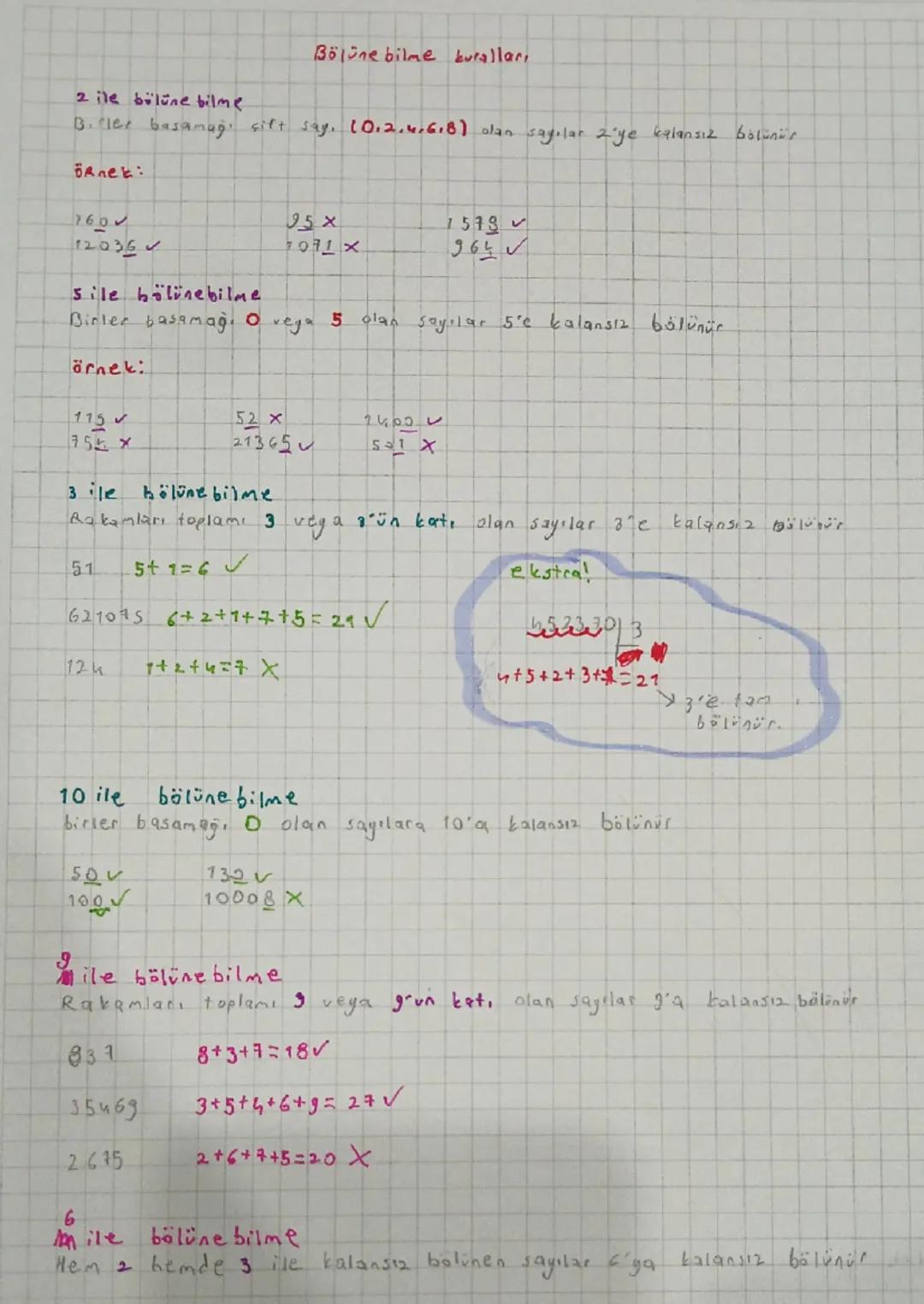 # Bölüne bilme kuralları

2 ile bölüne bilme
Biler basamağı çift say. 10.2.4.6.8) olan sayılar 2'ye kalansız bölünü

örnek:

160
12036

95 x