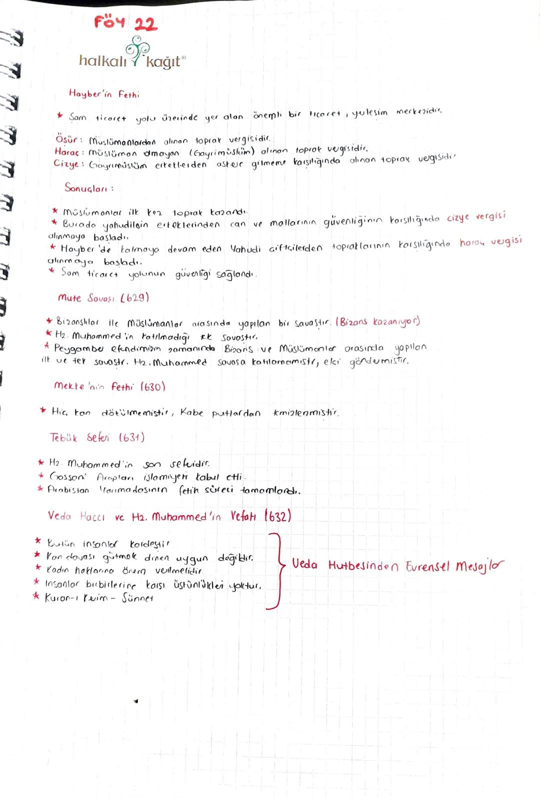 FOY:22.
halkalı
kağıtⓇ
Hz. Muhammed'in Hayatı
* H2. Muhammed Arapların Fil yılı olarak kabul ettikleri 571 yılının Nisan ayında dünyaya gelm