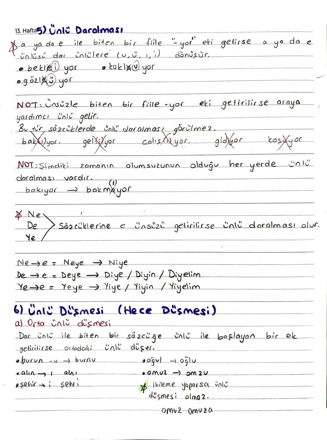 13. Hafta 1) Büyük ünlü Uyumu Pale
Türkçe'de bir kelimenin kalın ünlü ile başlamışsa, kalın
ünlü ile devam etmesi ya da Türkçe' de bir kelim