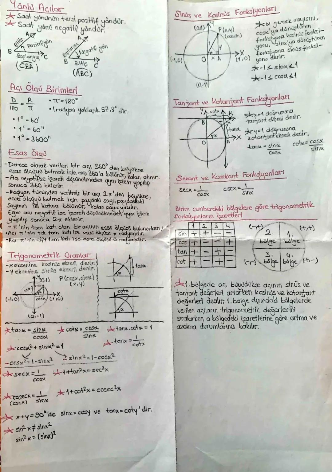 B
Yanlu Acılar
Saat yonunun tersi pozitif yöndür.
Saat yonu negatif yöndür.
Pozitif yan
eHis
Αχ
Raglangia
(CEA)
Ая
Sinus ve
Kosinus Fonksiyo