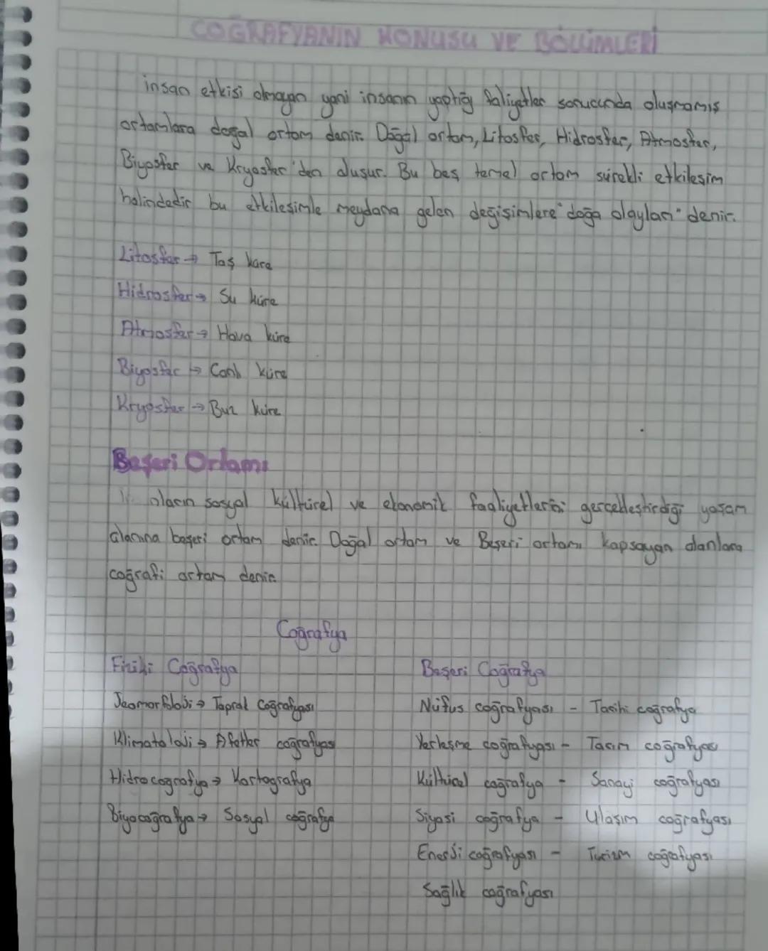 9. Sınıf Coğrafya 1. Ünite ders notları