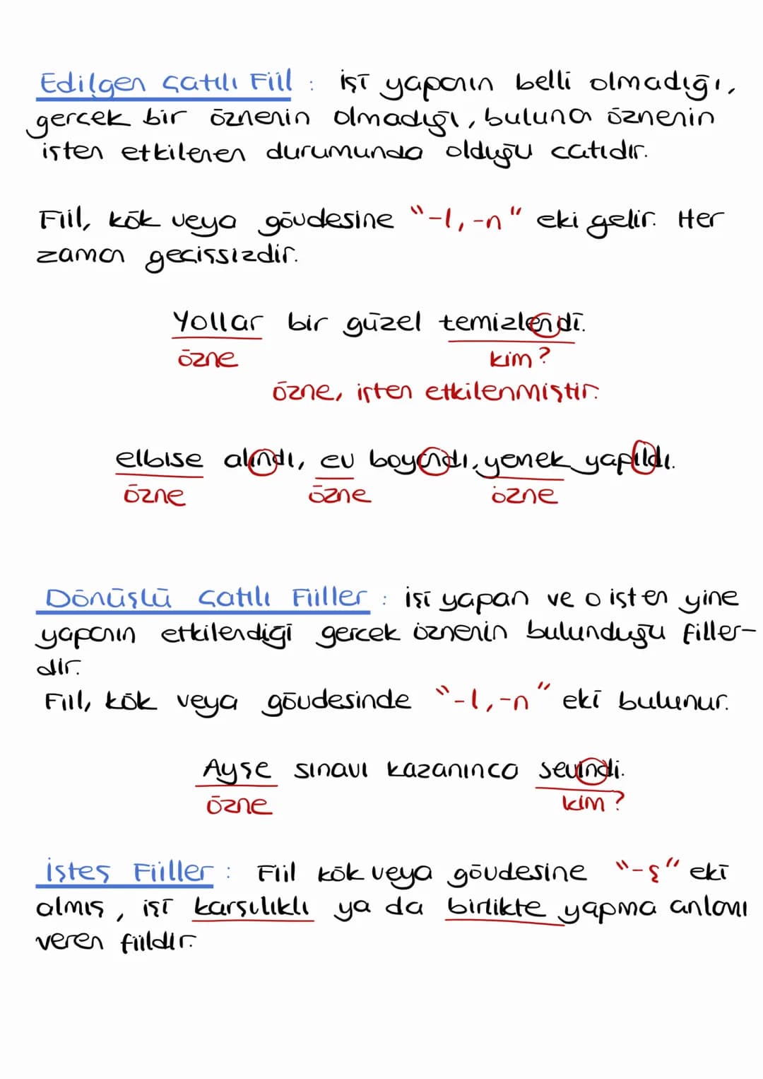 fiilde cati
✰ çatı sadece yüklemi fiil olan cümlelerde
aranır.
* Bu konuda sorular ōzne-yüklen ilişkisi bakı-
Mindan da nesne-yüklen ilişkis