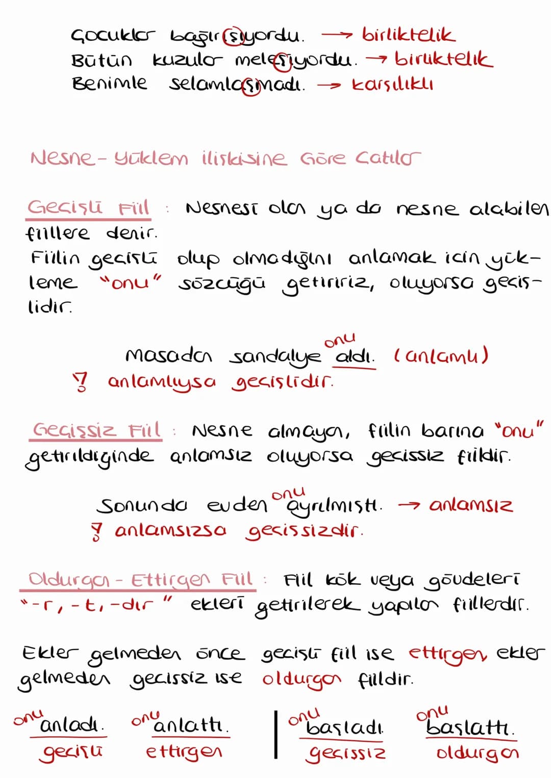 fiilde cati
✰ çatı sadece yüklemi fiil olan cümlelerde
aranır.
* Bu konuda sorular ōzne-yüklen ilişkisi bakı-
Mindan da nesne-yüklen ilişkis