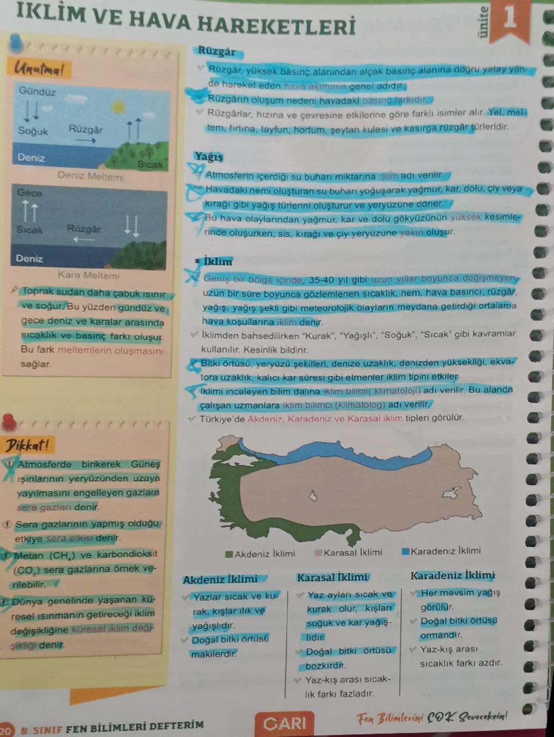 # İKLİM VE HAVA HAREKETLERİ
İRLİM VE HAVA HAREKETLERİ
ünite
1

Atmosfer
Dünya'yı dıştan saran havh
%0,9 %0,2
Azol (1)
Katmanına atmosfer den