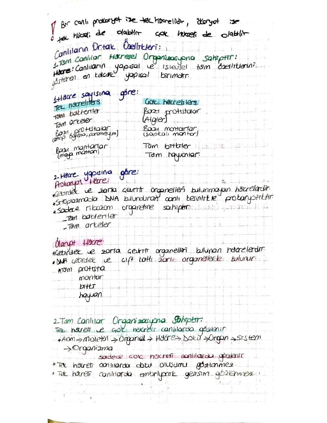 Canlıların ortak özellikleri biyoloji