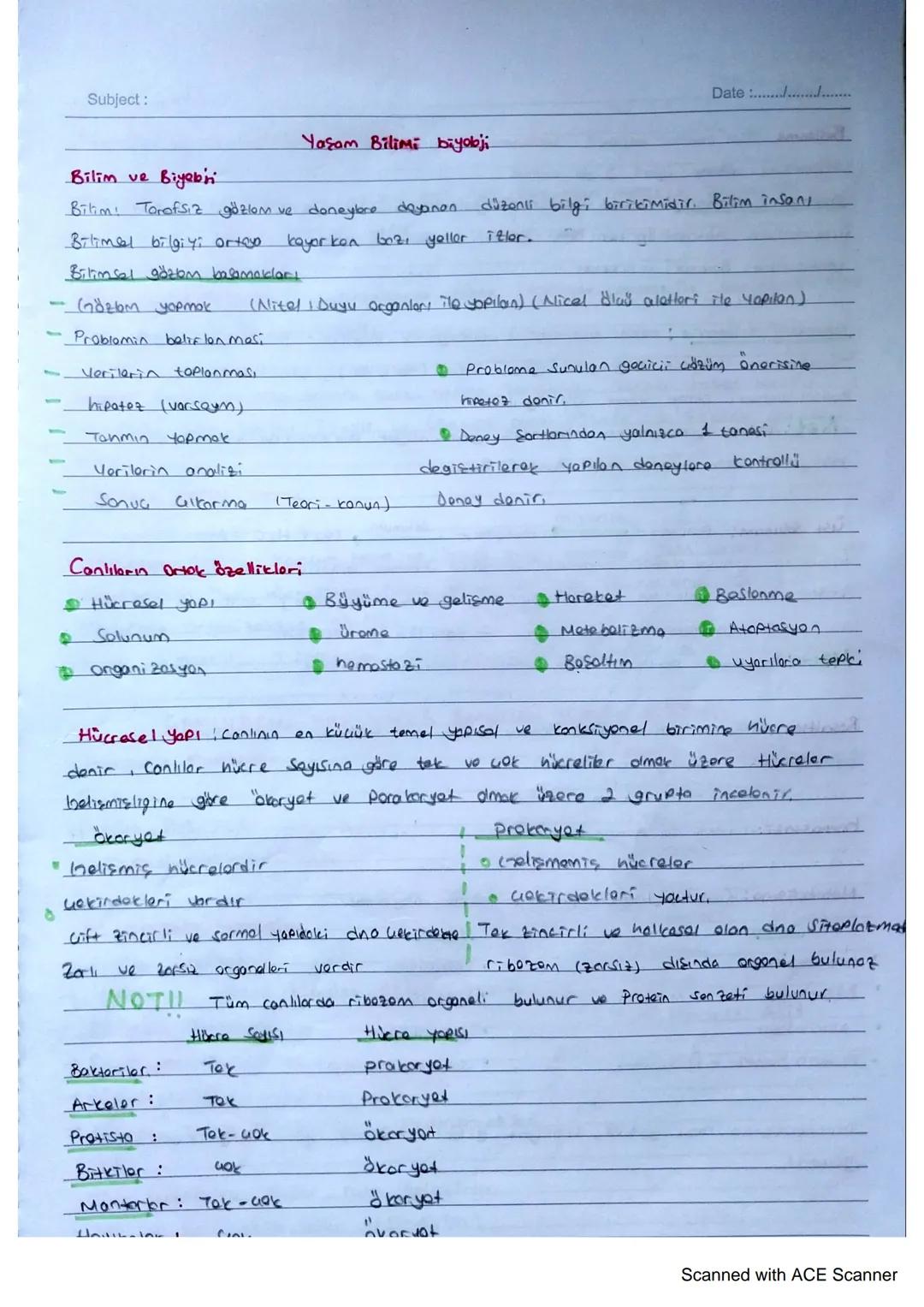 Subject:
Date.............
Yaşam Bilimi biyobji
Bilim ve Biyebini
Bilim: Torofsiz gözlem ve deneylere dayanan
düzenli bilgi birikimidir. Bil
