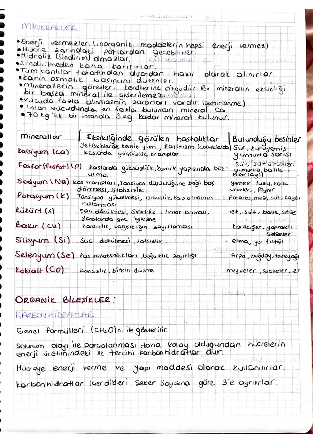 MINERALLER
•Enerji vermezler. Linorganik maddelerin hepsi enerji vermez)
Porlardan geçebilirler..
●Hücre zarındaki
Hidroliz (Sindirim) dmazl