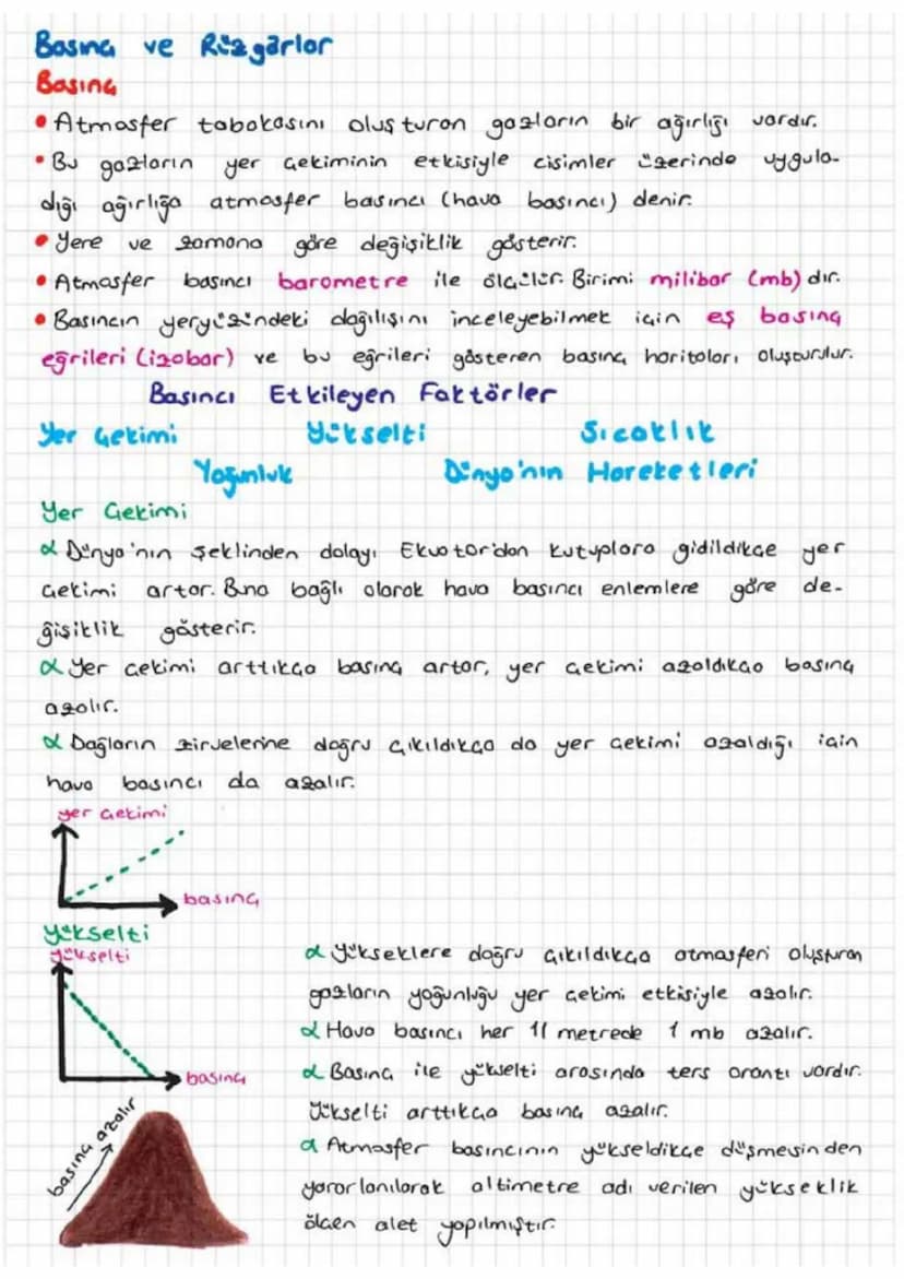 Basina ve Rüzgarlor
Basing
•Atmosfer tabakasını oluşturan gazların bir ağırlığı vardır.
• Bu gazların yer çekiminin etkisiyle cisimler üzeri