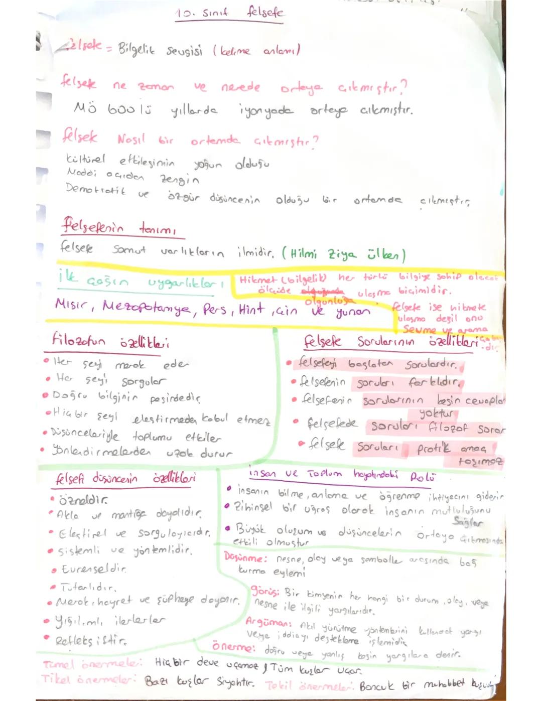 10.sınıf felsefe