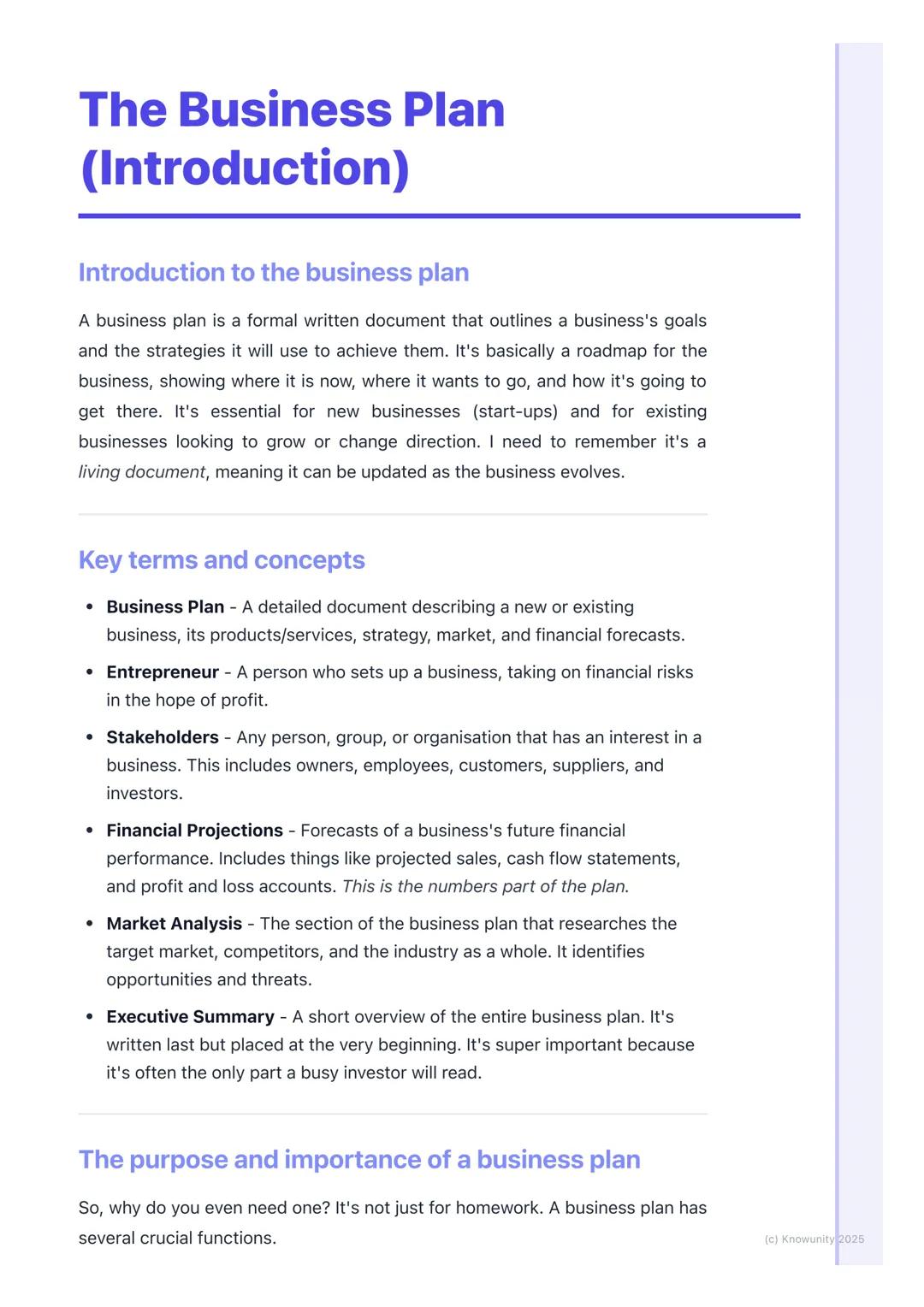 # The Business Plan
(Introduction)

Introduction to the business plan

A business plan is a formal written document that outlines a business