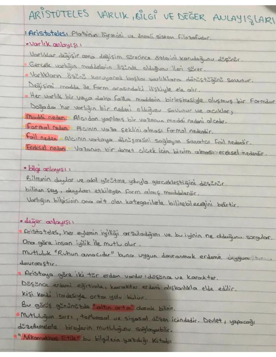 FİLOZOFLARIN VARLIK, BİLGİ VE DEĞER ANLAYIŞLARI