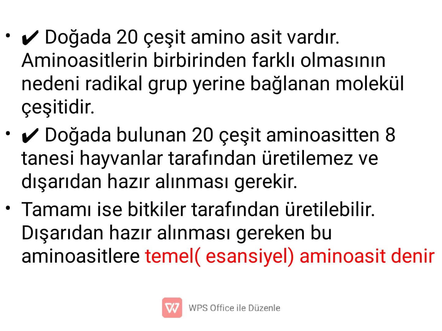 PROTEIN
ICEREN
BESINLER
WWPS Office ile Düzenle 3) PROTEİNLER
✓ Canlıların yapısında en fazla bulunan organik moleküldür.
✔ Yapısında C, H, 