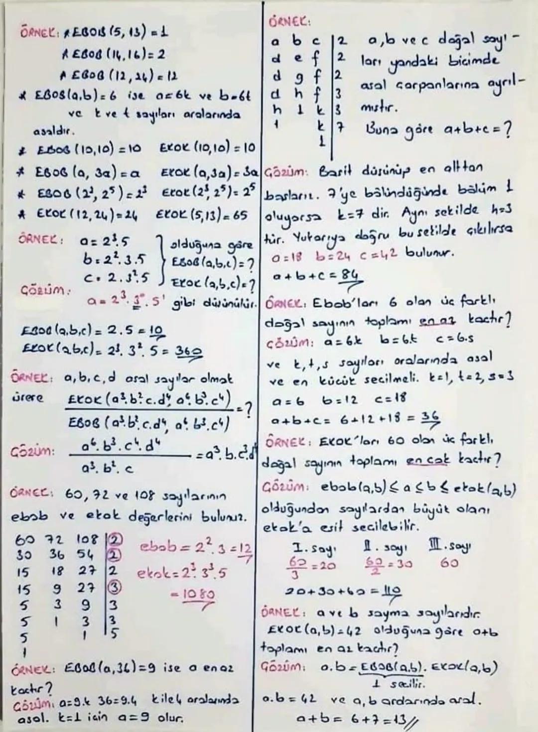 # EBOB ve EKOK

ΕΚΟΚ: (Επ Κύçük Ortak Kat)
İki veya daha fazla doğal sayıdan
her birine tam bölünebilen en küçük
doğal sayıya bu sayılarn en