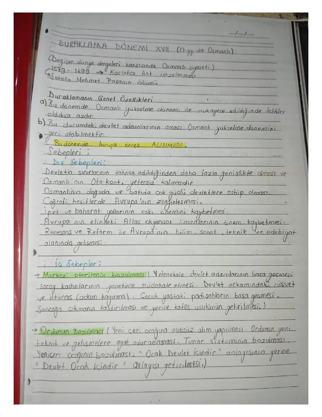 Osmanlı Duraklama Dönemi 