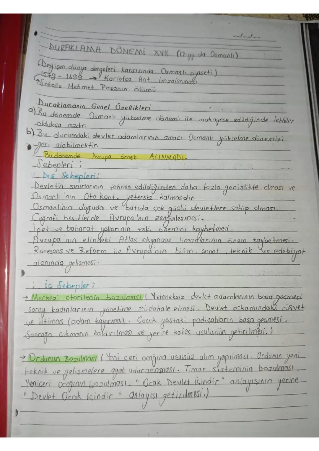 DURAKLAMA DÖNEMİ XVII (17. yy.da Osmanli)
Değişen dünya dengeleri karşısında Osmanlı siyaseti)
1579-1699 →Karlofça Ant. imzalanmasi
Sokoll M