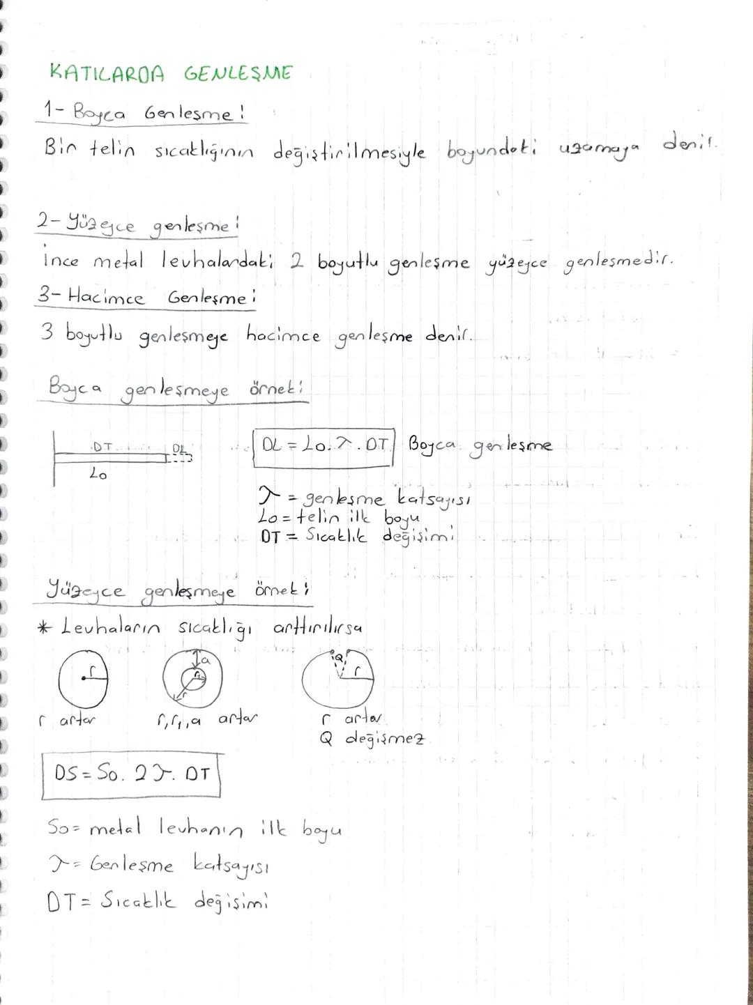 GENLEŞME
Maddelenin sıcaklık artışıyla molekulleri arasındaki uzaklaşmaya
genleşme, yaklaşmaya ise büzülme denir.
Farklı cins maddeler aynı 