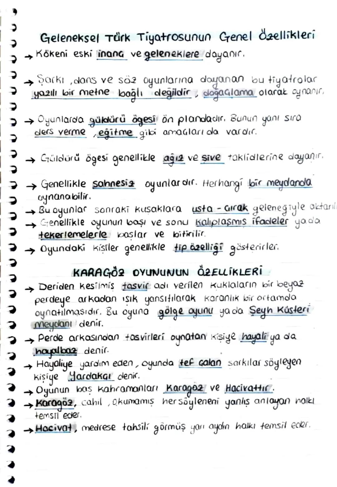 כ
>
ว
ว
ว
ว
Geleneksel Türk Tiyatrosunun Genel Özellikleri
Kökeni eski inana ve geleneklere dayanır.
→ Şarkı, dans ve söz oyunlarına dayanan