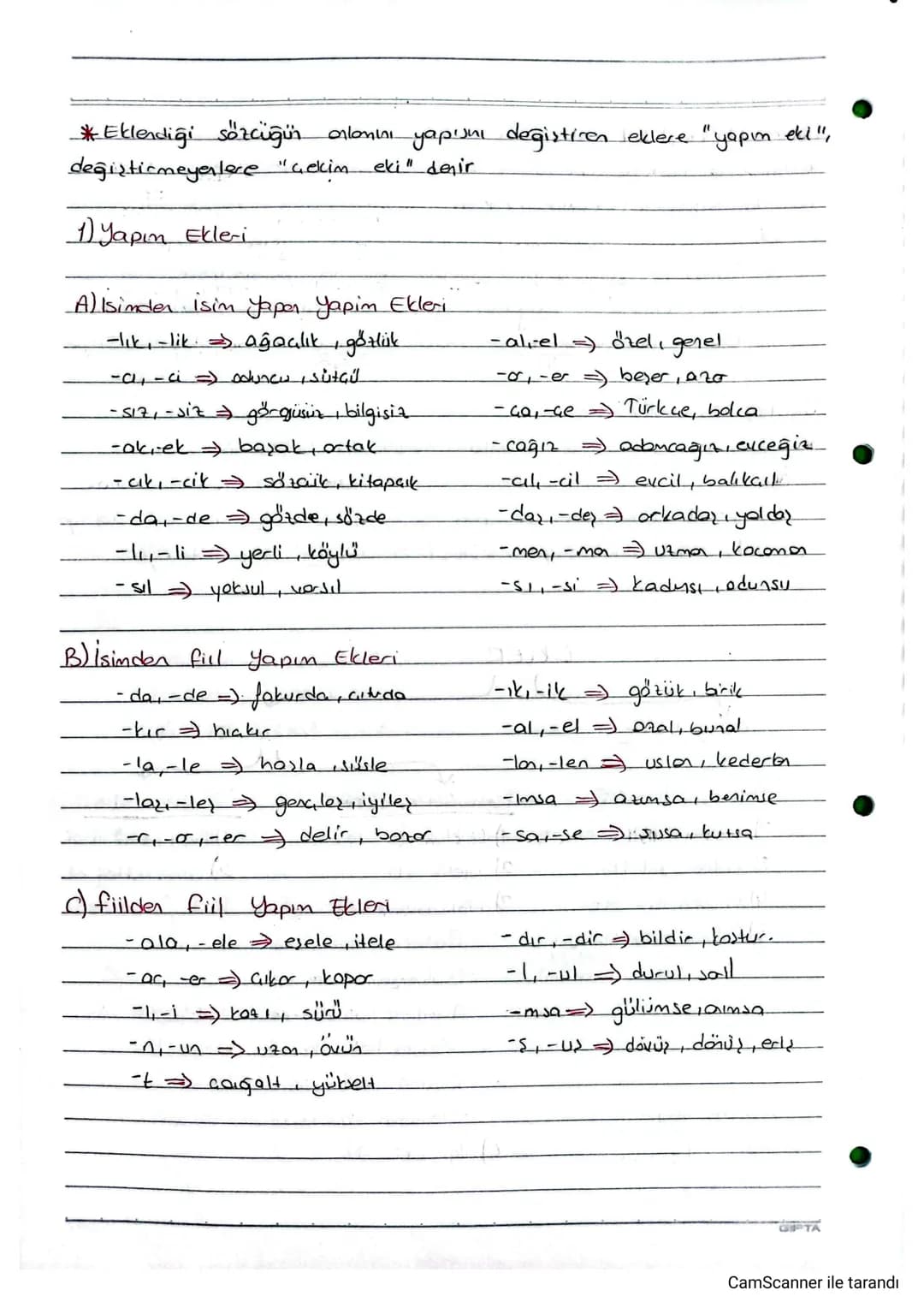 EKLER
Yapım Ekleri
1) isimder isim 4.E.
2) isimder fiil Y.E.
3) fillder fill Y.E.
4) fill den isim 4.E.
5) fillimsi elcleri (isin-fill
Sifat