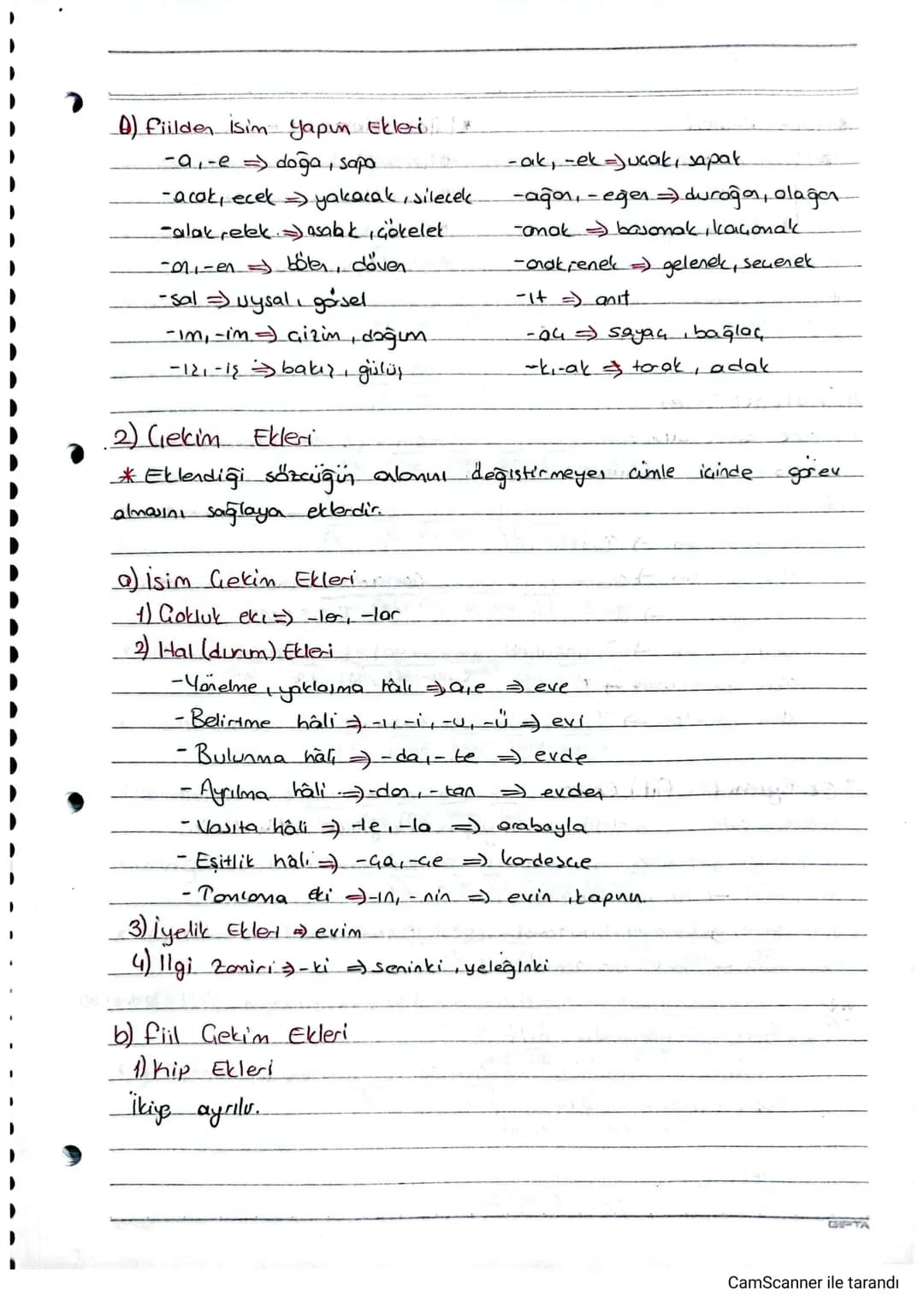 EKLER
Yapım Ekleri
1) isimder isim 4.E.
2) isimder fiil Y.E.
3) fillder fill Y.E.
4) fill den isim 4.E.
5) fillimsi elcleri (isin-fill
Sifat