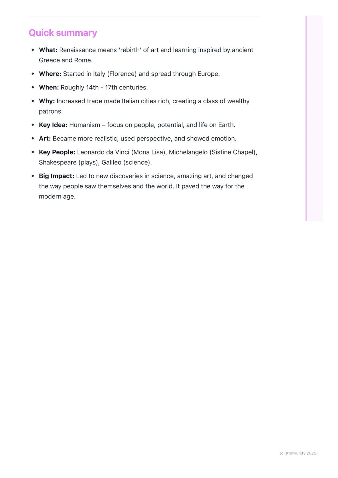 # The Renaissance: A New Age
of Art and Ideas

What was the Renaissance?

The Renaissance was a period in European history, from about the 1