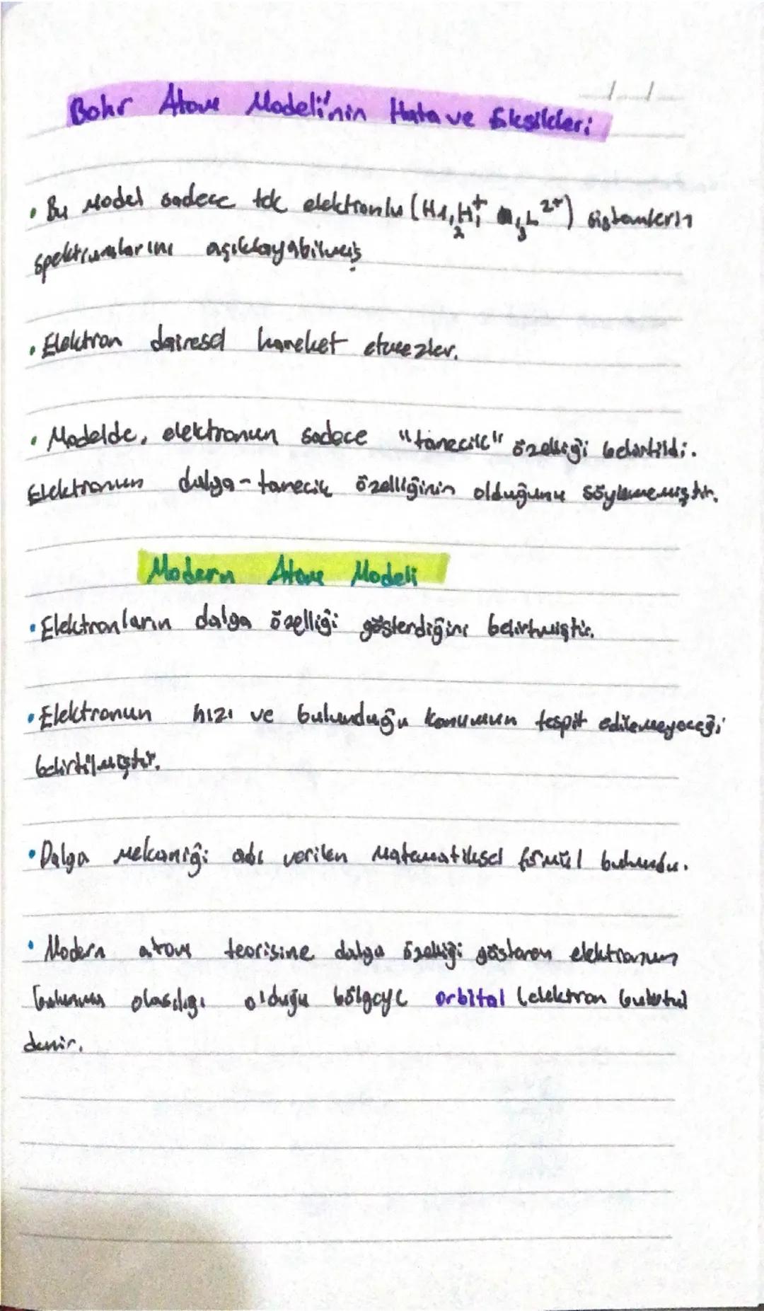 Bohr Alove Modelinin Hata ve fiksilder:
• By Model sadece tok elektronly (H₁, H+ L2+) sistemleri
spektivmalarını açıklayabilweis
.
•Elektron