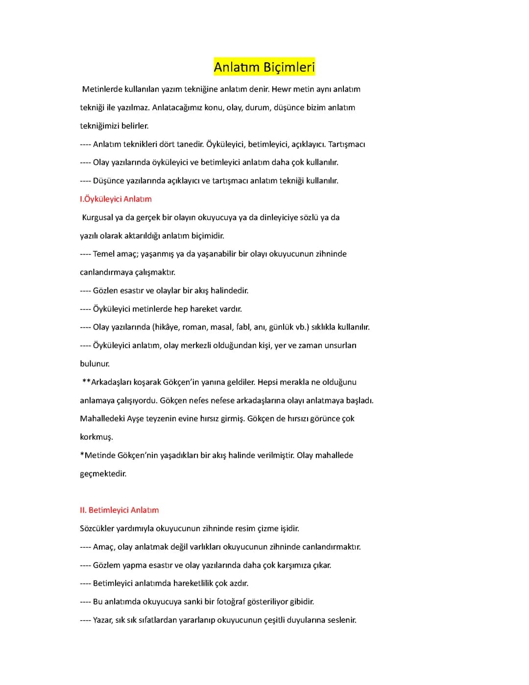 Anlatım biçimleri
