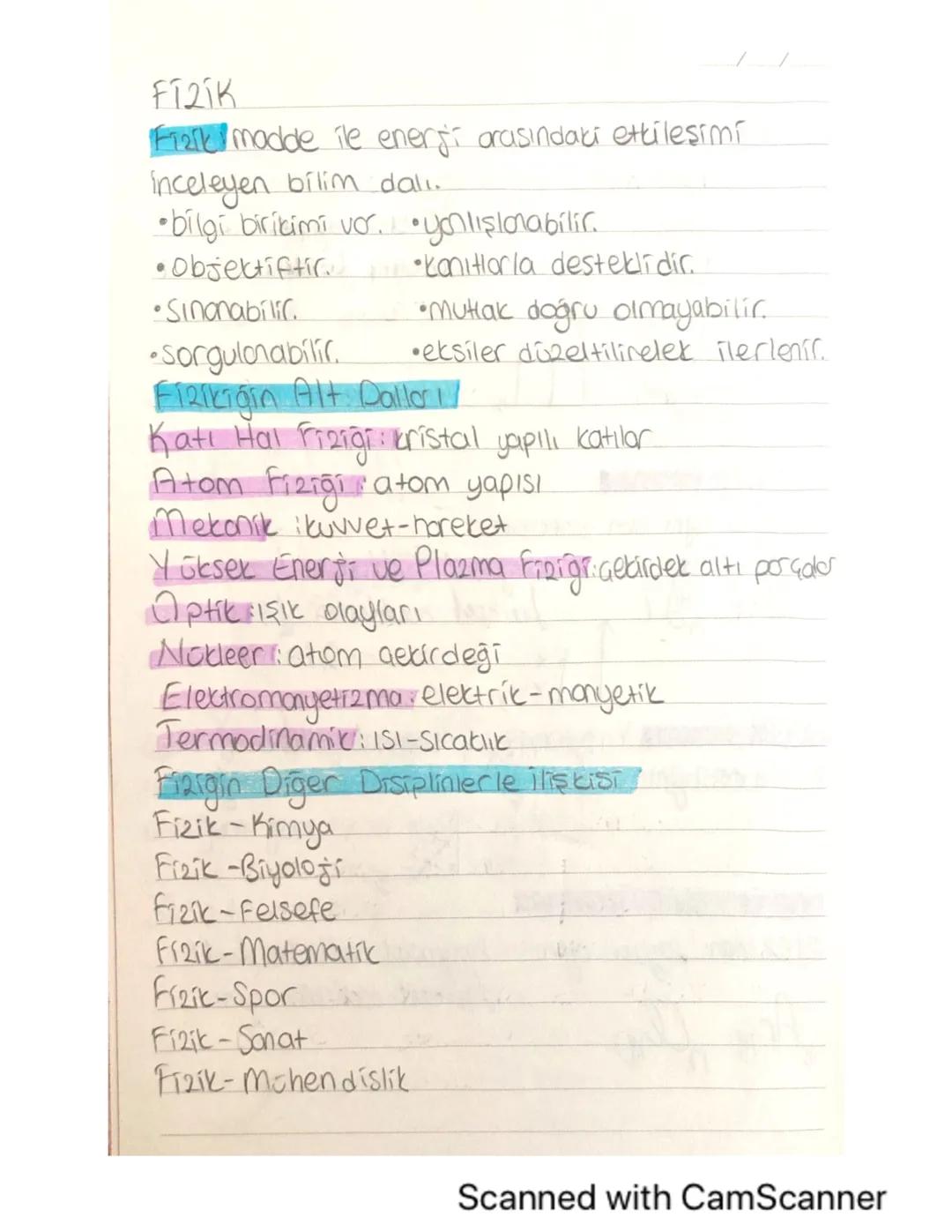 9. Sınıf Fizik 1. Ünite: Fizik Bilimine Giriş Özeti