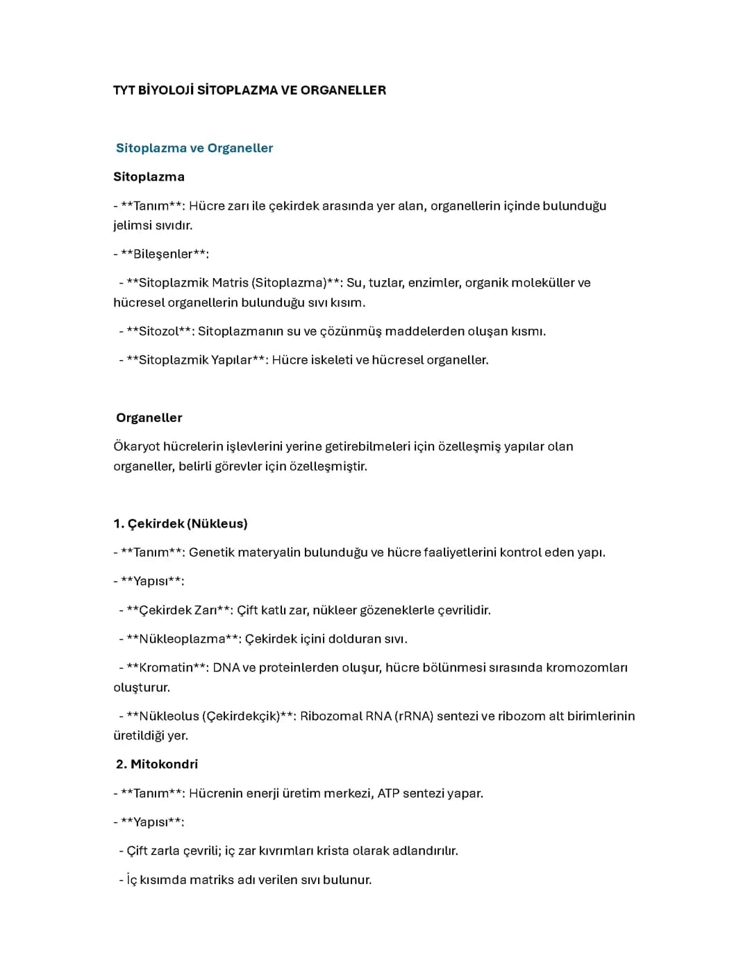 Sitoplazma ve organeller