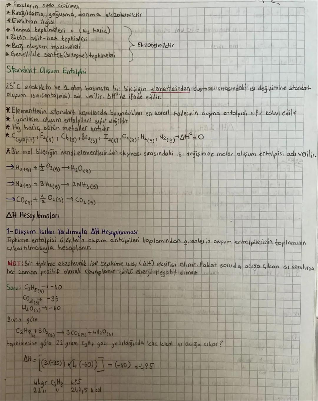 - KIMYASAL TEPKİMELERDE ENERS -
Tepkime Isısı (Entalpisli): Sistemdeki taneciklerin titreşim, dönme, öteleme gibi hareketleri nedeniyle oluş