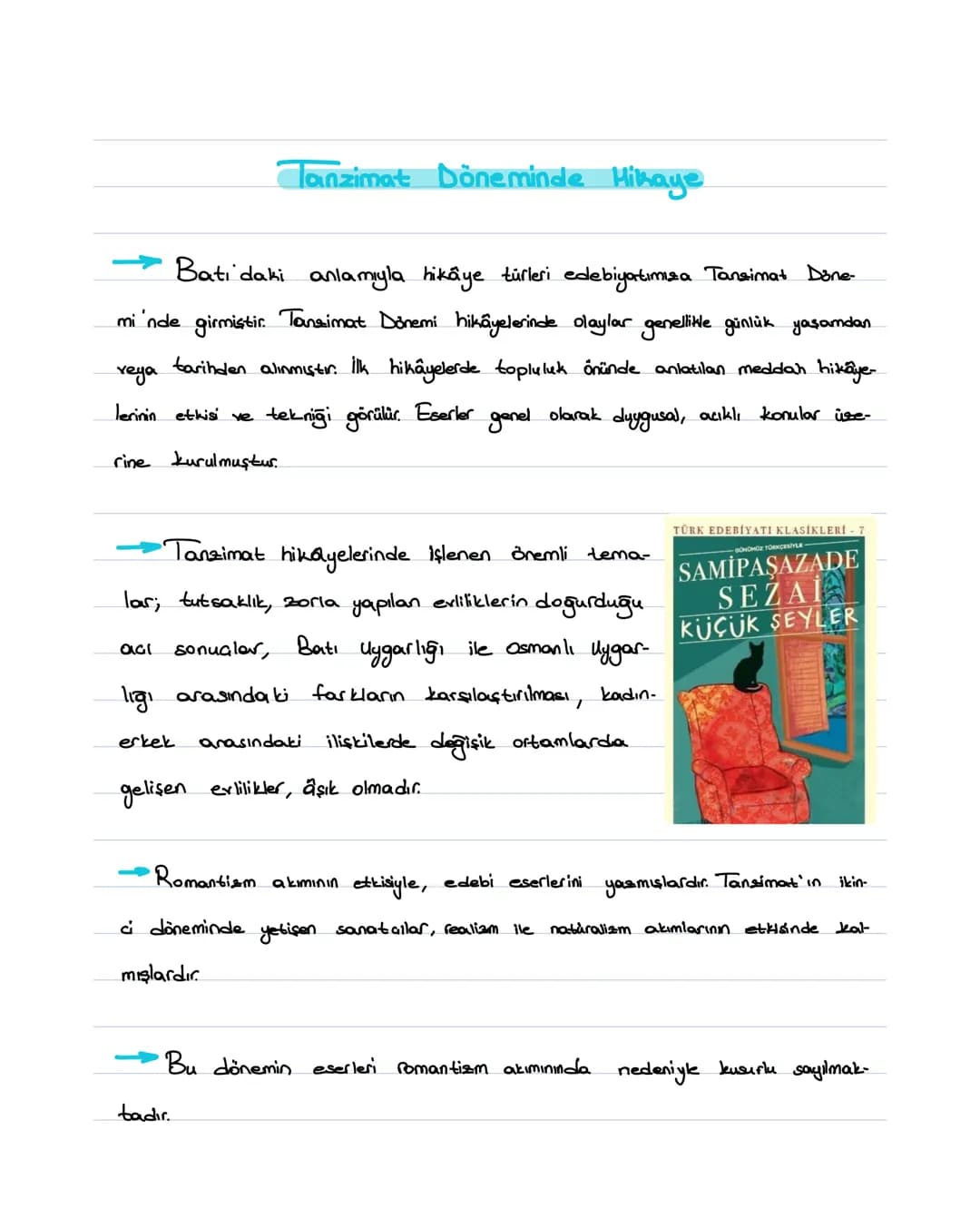 Tanzimat Döneminde Hikaye
Bati daki anlamıyla hikâye türleri edebiyatımıza Tansimat Done-
mi'nde girmiştir. Tansimat Dönemi hikâyelerinde ol