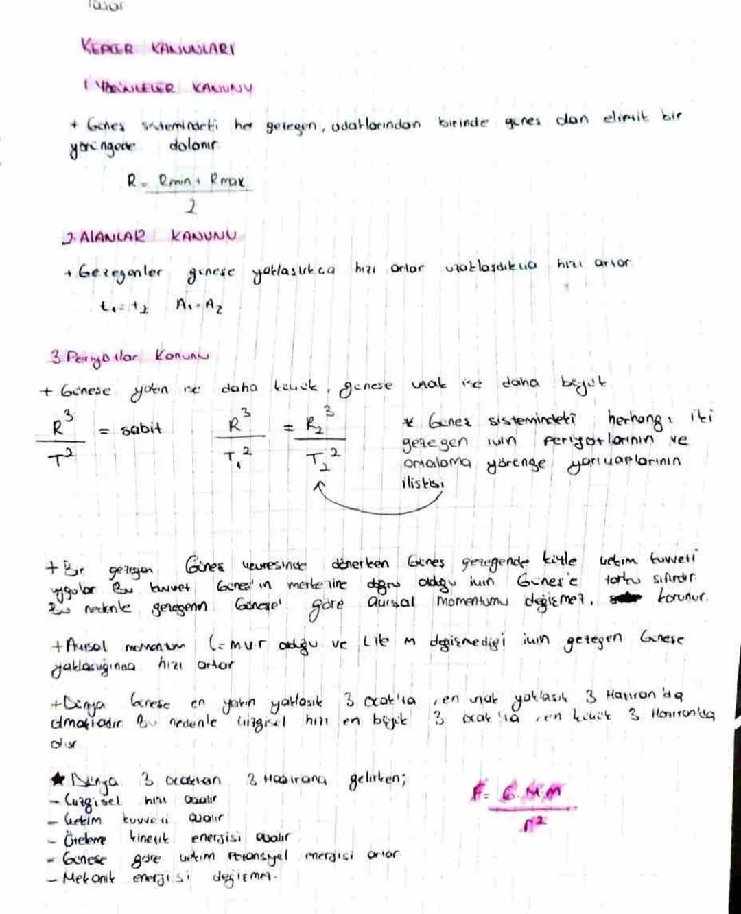 KEPER KANUNLARI
1 YARALELER KANUNY
+ Gones stemindeki her getegen, odatlarından birinde gunes dan elimit bir
youngone
dolonir
R= Rmin Rmax
2