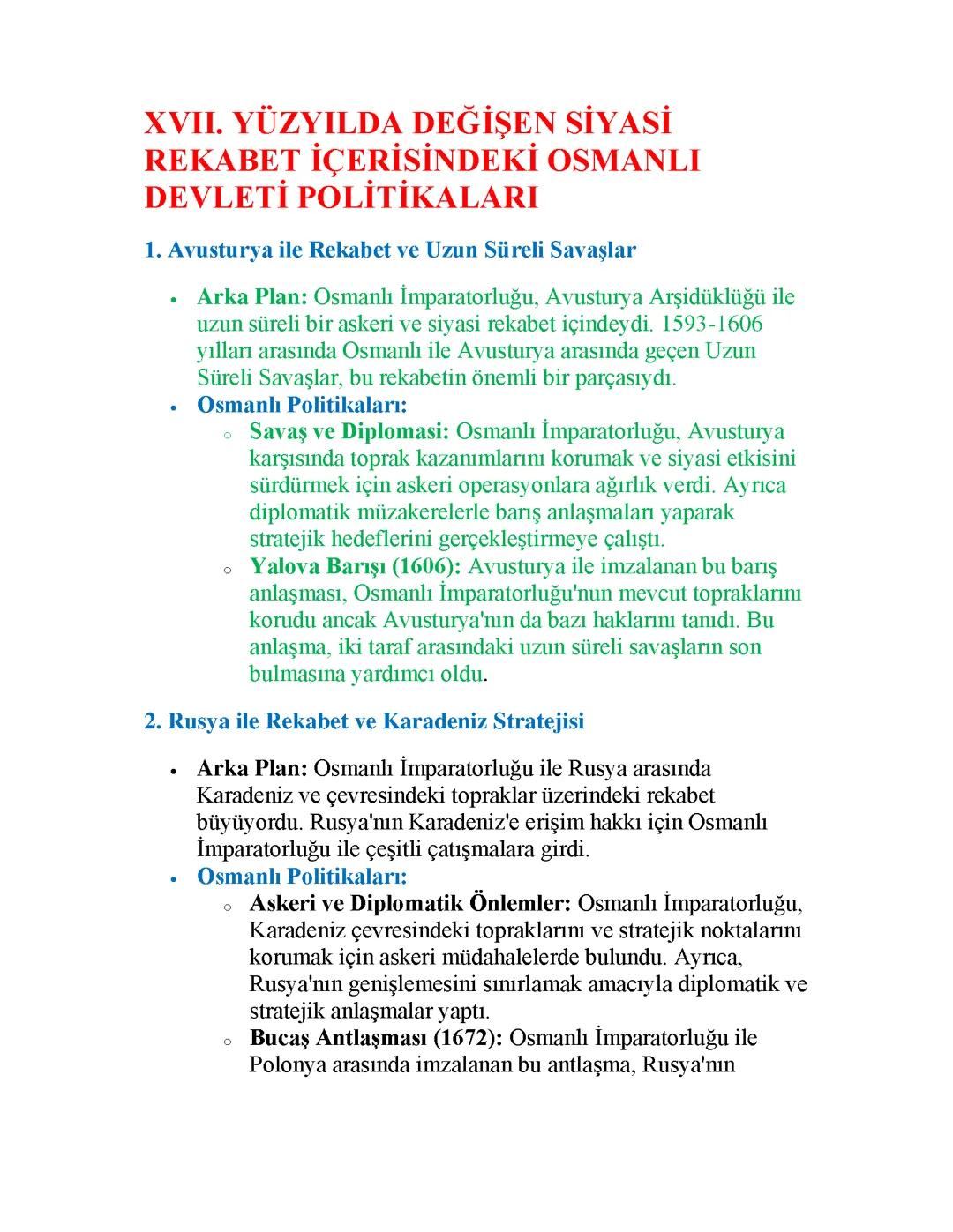 XVII. Yüzyılda Osmanlı Devleti ve Siyasi Rekabet: Değişen Politikalar