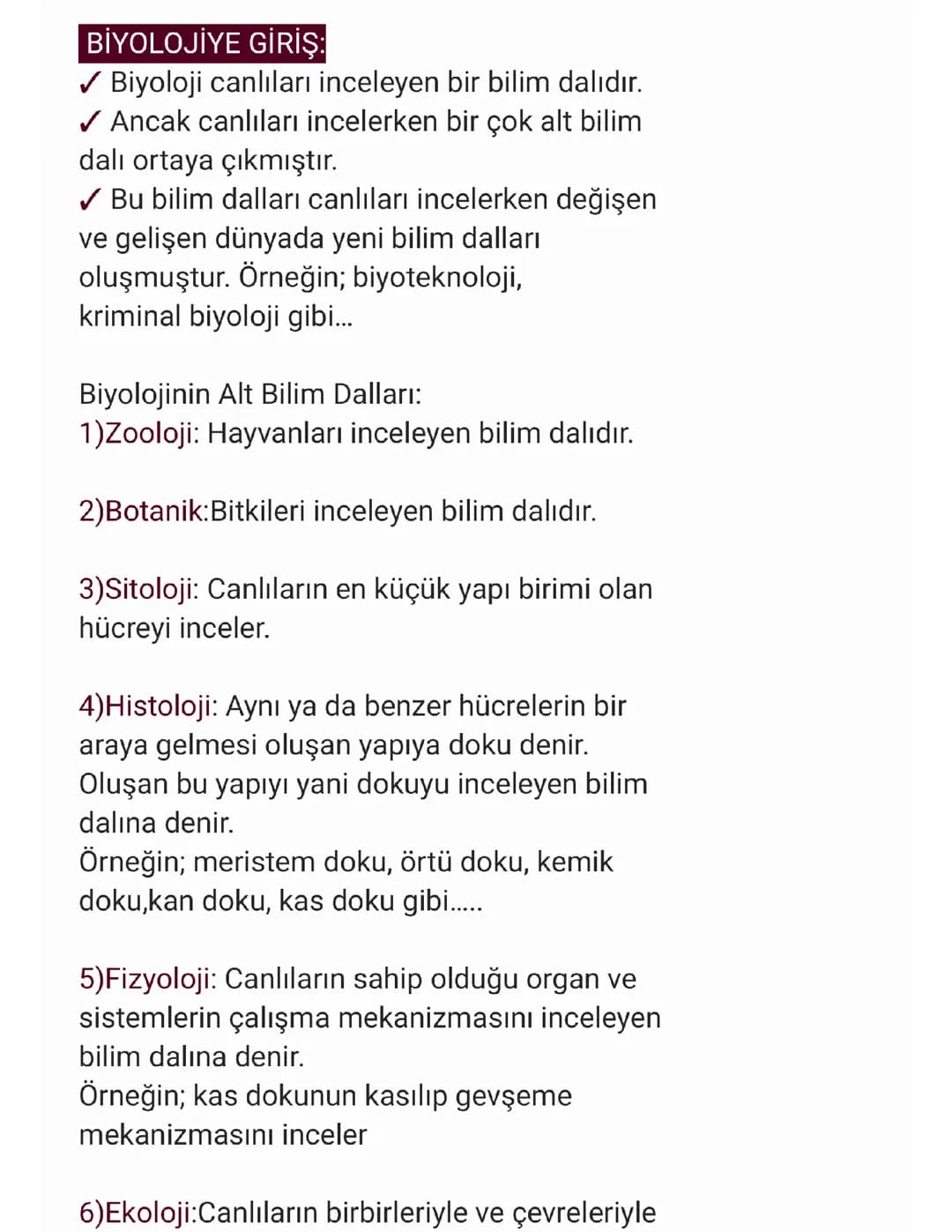 Biyoloji bilimine giriş