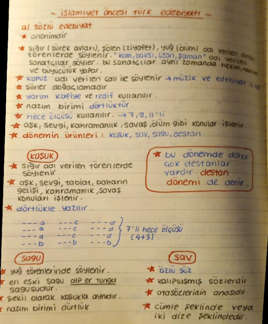 --- islamiyet öncesi türk edebiyatı ~
al sözlü edebiyat
★ anonimdir
★ sığır (sürek avları), solen (ziyafet), yuğ (ölüm) adı verilen dinsel
t