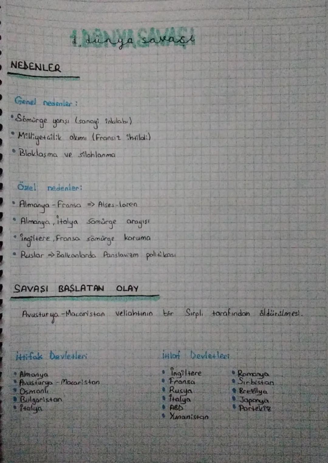 NEDENLER
4. Sanya Savagi
savast
Genel nedenler:
•Sömürge yarışı (sanayi inkilab₁)
Milliyetçilik akımı (Fransiz ihtildi)
• Bloklaşma ve silah