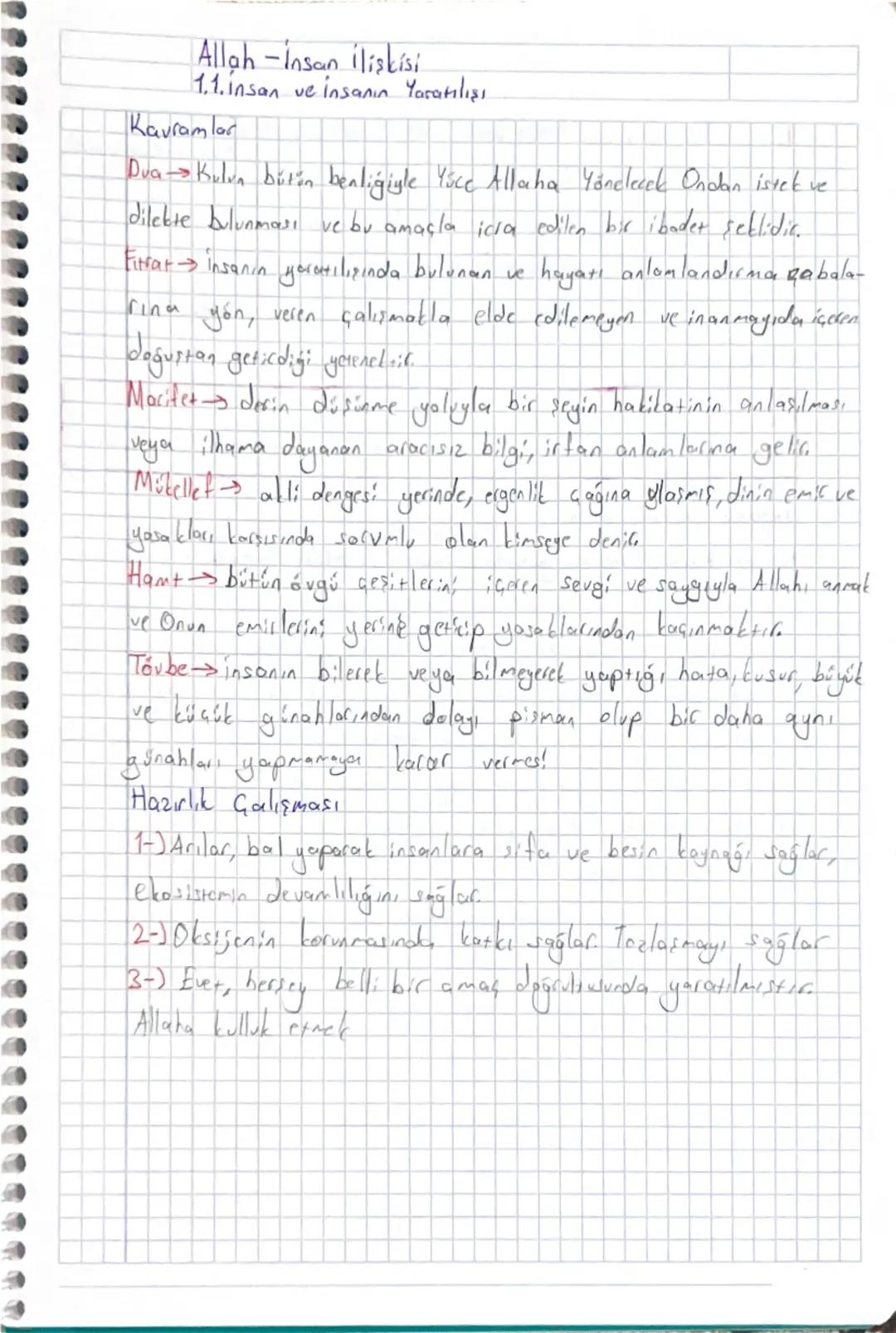 Din kültürü ders kitabından notlar 