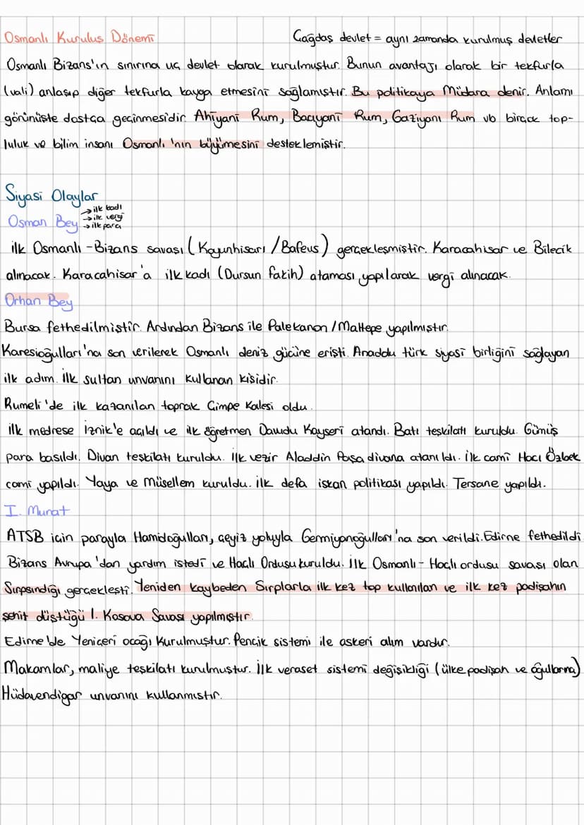 Osmanlı Kurulus Dönemi
aynı
Cagdas devlet = zamanda kurulmuş devletler
Osmanlı Bizans'ın sınırına uç devlet olarak kurulmuştur. Bunun avanta
