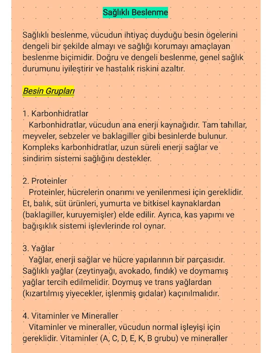 9.SINIF - SAĞLIKLI BESLENME 