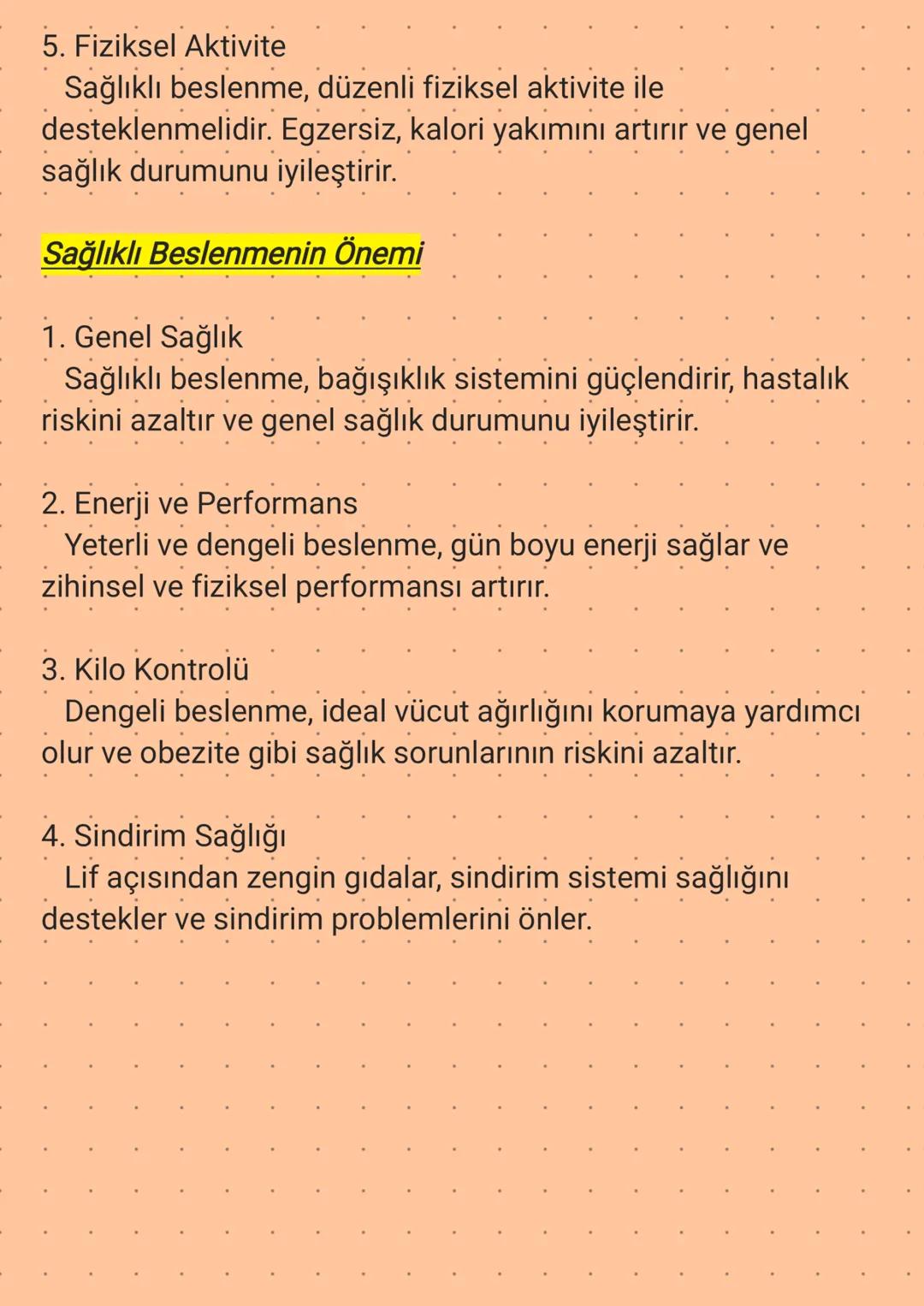 Sağlıklı Beslenme
Sağlıklı beslenme, vücudun ihtiyaç duyduğu besin ögelerini
dengeli bir şekilde almayı ve sağlığı korumayı amaçlayan
beslen