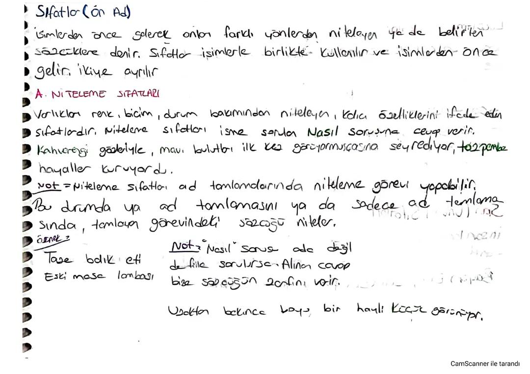 Niteleme ve Belirtme Sıfatları: Örnekler ve Açıklamalar