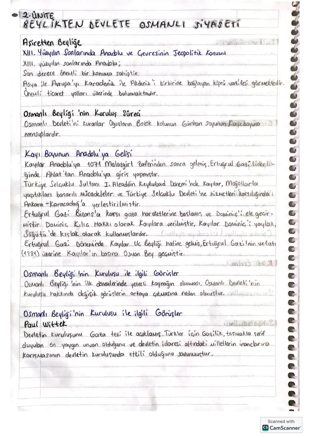 2.UNITE
BEYLIKTEN DEVLETE OSMANLI SİYASETÍ
Aşiretten Beylige
XIII. Yüzyılın Sonlarında Anadolu ve Gevresinin Jeopolitik Konumu
XIII. yüzyılı