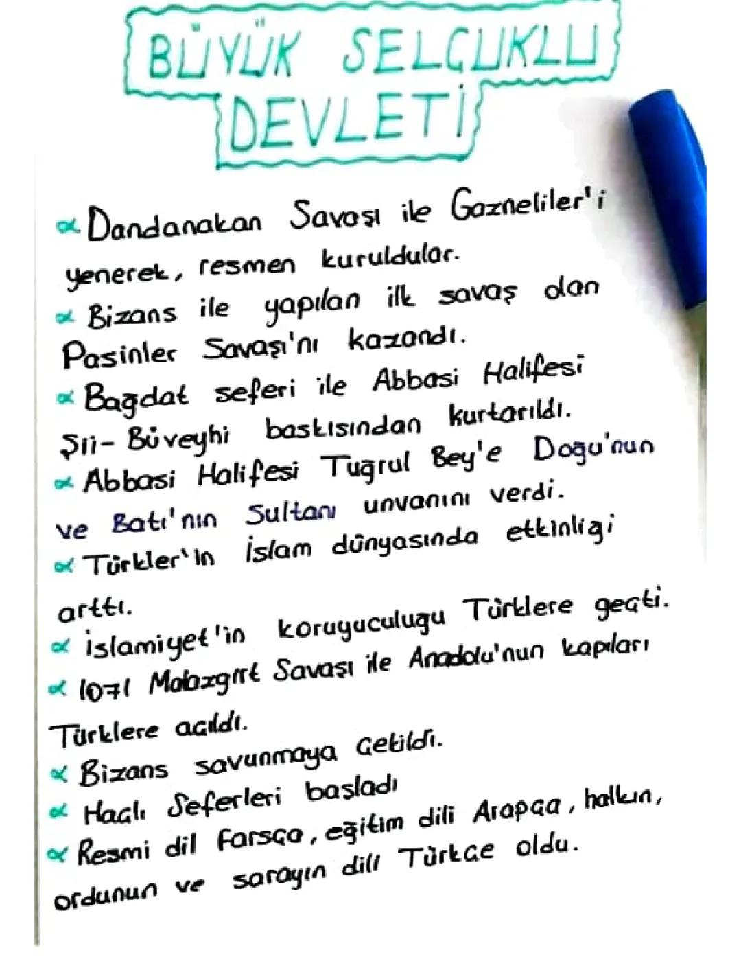 Büyük Selçuklu Devleti Tarihi ve Özellikleri