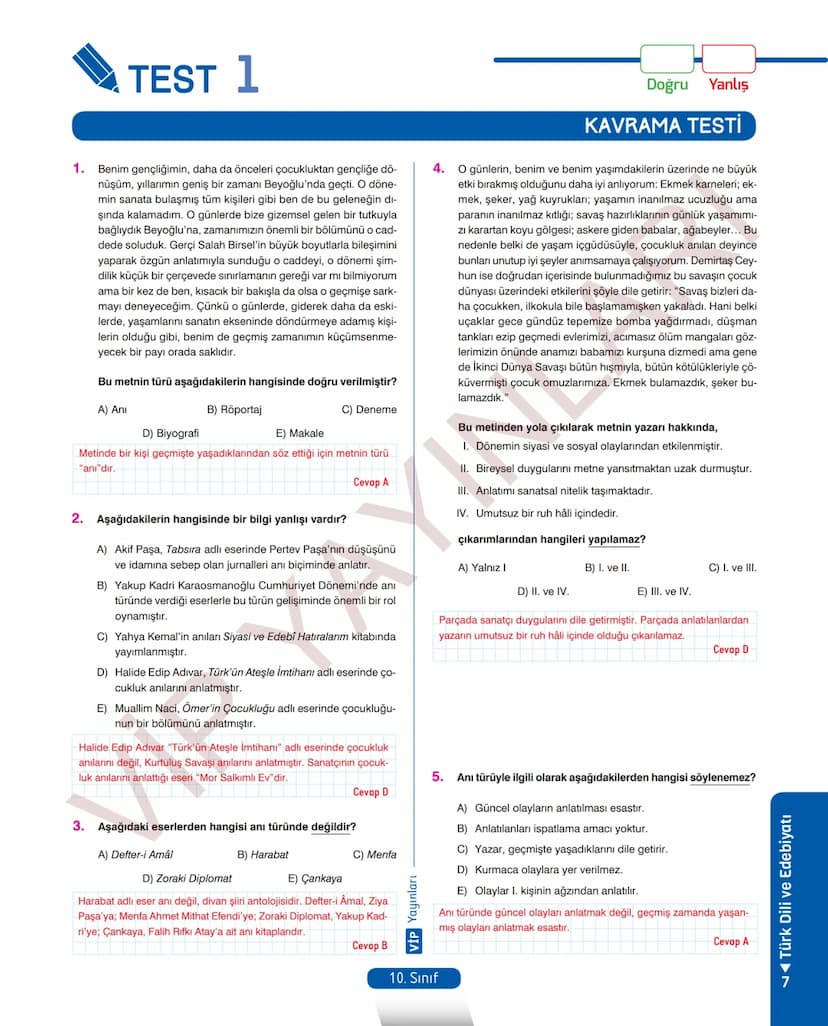 39.
FASİKÜL
ANI (HATIRA)
Anı (Hatıra)
MEB KAZANIMLARI
A.4. 1. Metinde geçen kelime ve kelime gruplarının anlamlarını tespit eder.
A.4. 2. Me