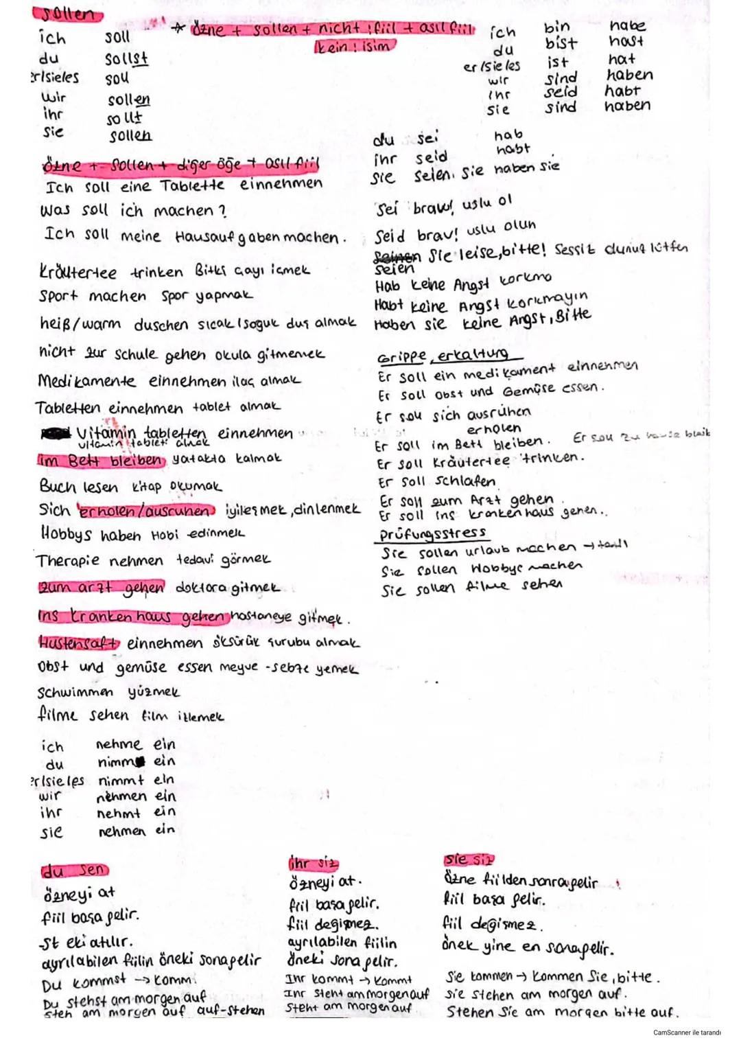 Die Körperteile
tetil
çoğul
die Nasen Burun
die Hände ΕΙ
hastalıklar ve
acılar, agrilar
die krankheiten und schmerten
die Gesundheit sağlık
