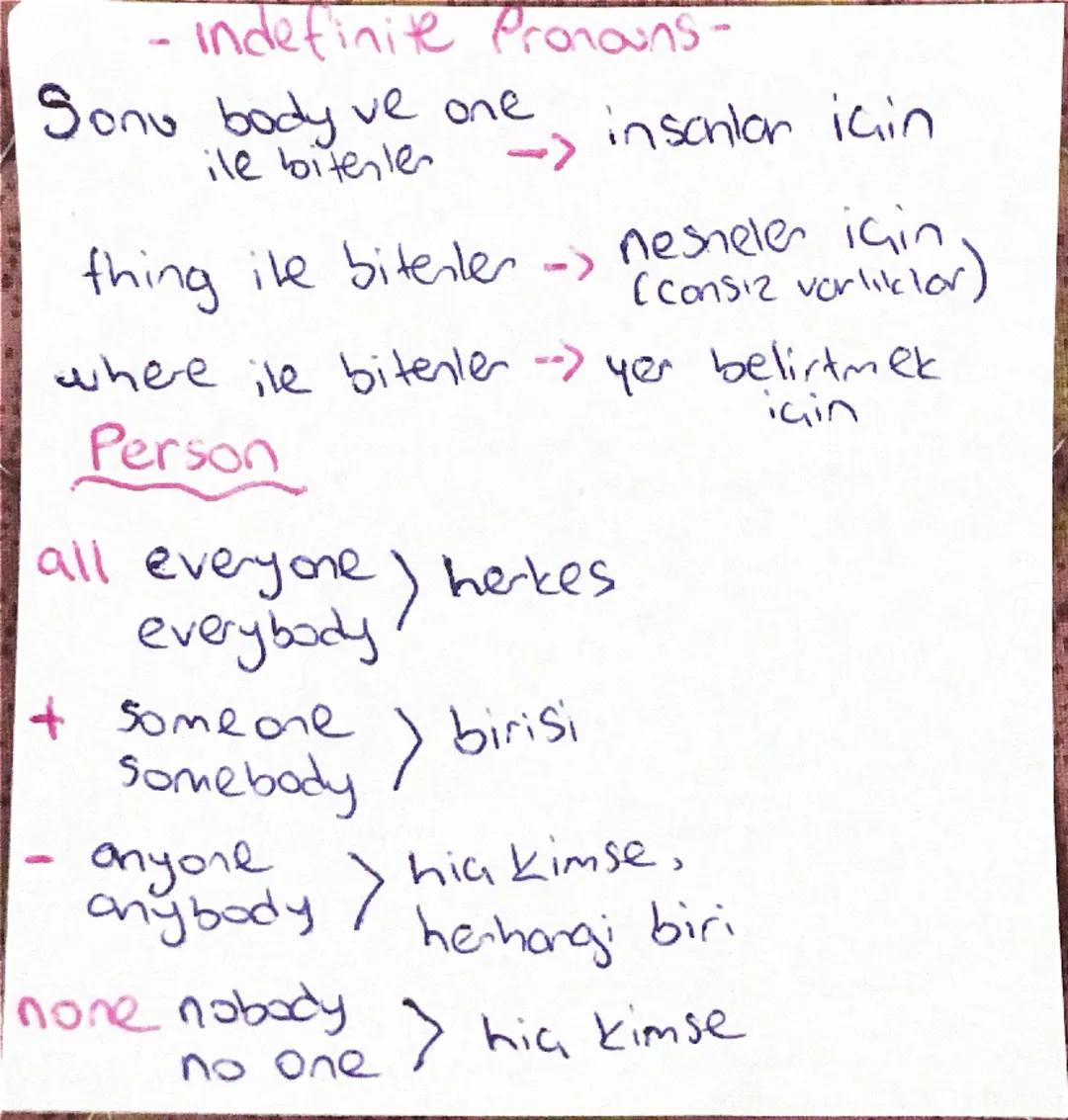 Belirsiz Zamirler Konu Anlatımı