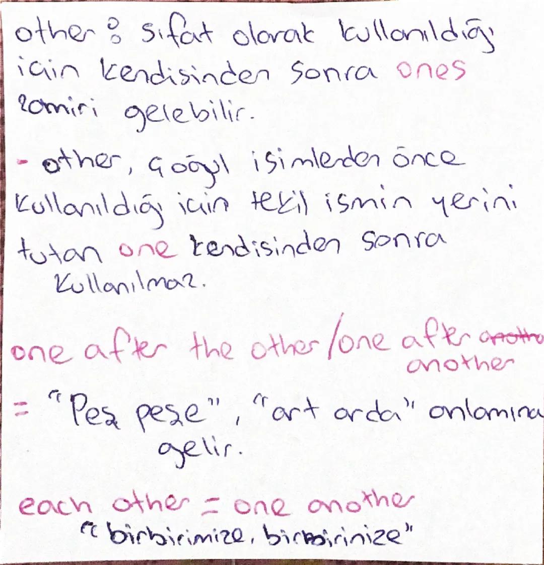 - indefinite Pronouns-
Sonu body ve one
ile bitenler -> insonlar için
thing ile bitenler nesneler için
(consız varliklar)
where ile bitenler